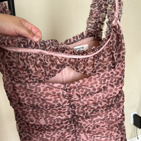 House of CB Audra Animal Print Mesh Bustier Dress Sz M - Picture 5 of 14